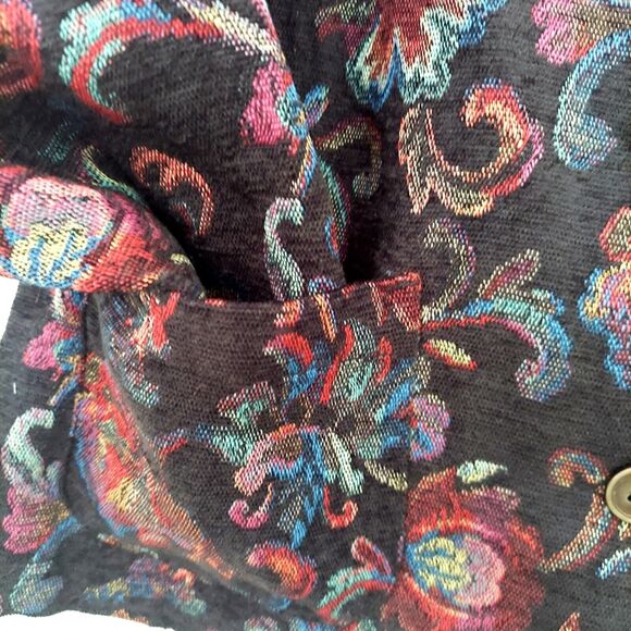 TOG Shop Blazer Petite Large Jacquard Floral Tapestry Jacket Black Colorful - Picture 7 of 12